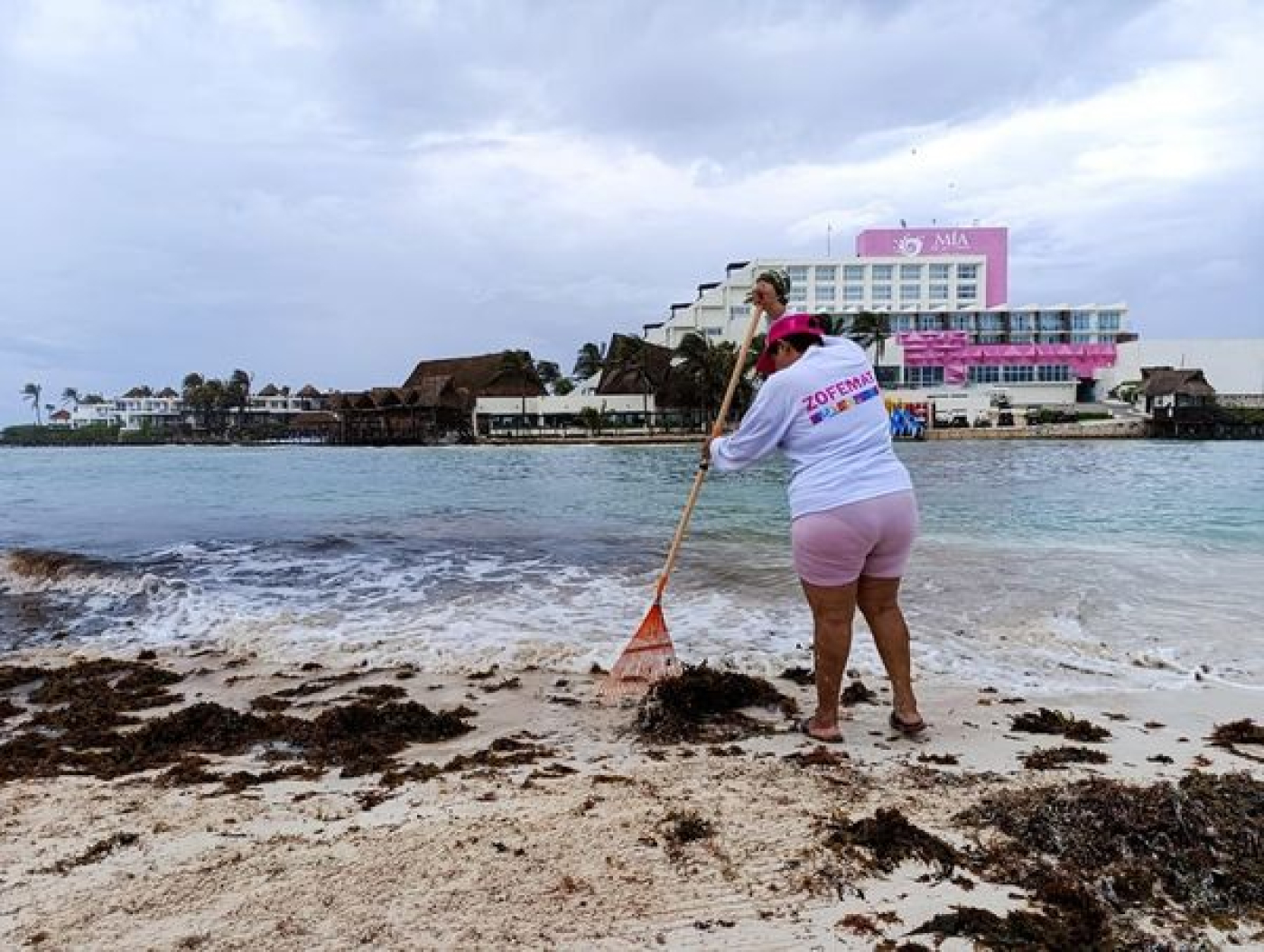 Isla Mujeres registra recale atípico de sargazo en Playa Norte
