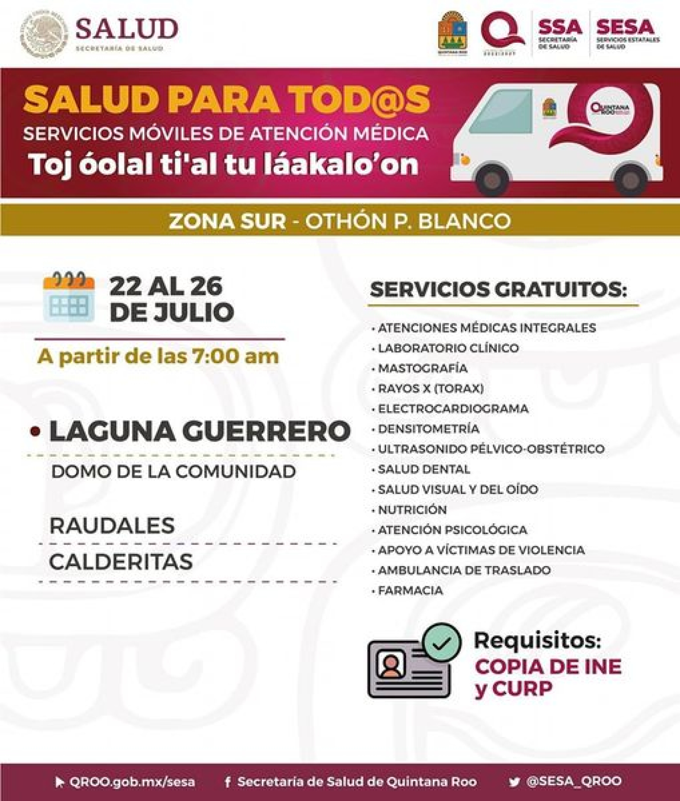 Más de 300 mil atenciones con Caravanas médicas móviles “Salud para Tod@s” en Quintana Roo