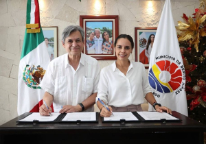 Signa Ana Paty Peralta acuerdo colaborativo para proteger a personas migrantes en Cancún