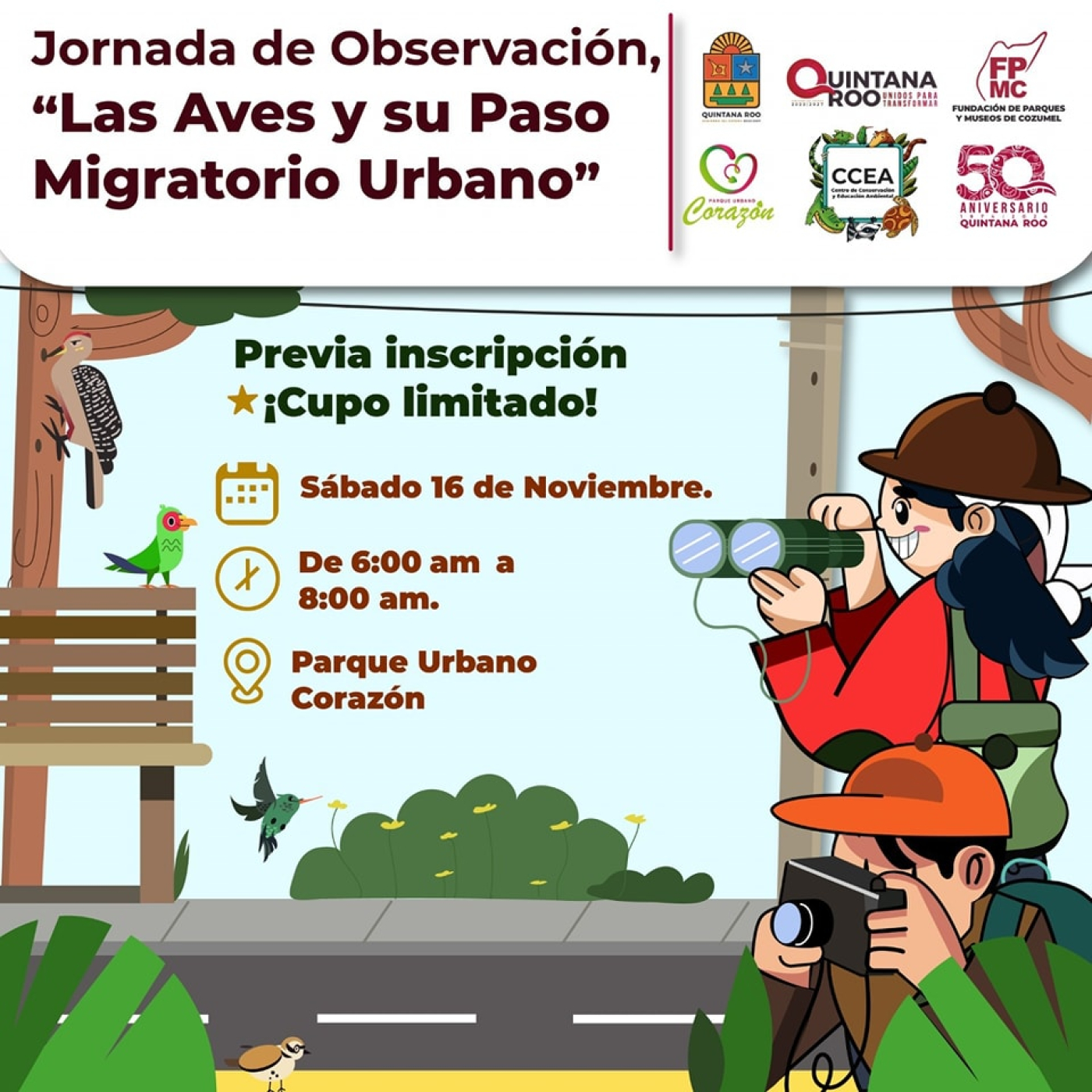 La FPMC invita a la jornada de observación “Las Aves y su Paso Migratorio Urbano”