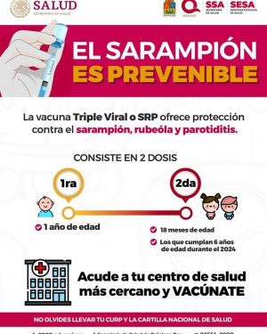 Invita SESA a vacunar a niños y niñas contra sarampión, rubéola y parotiditis