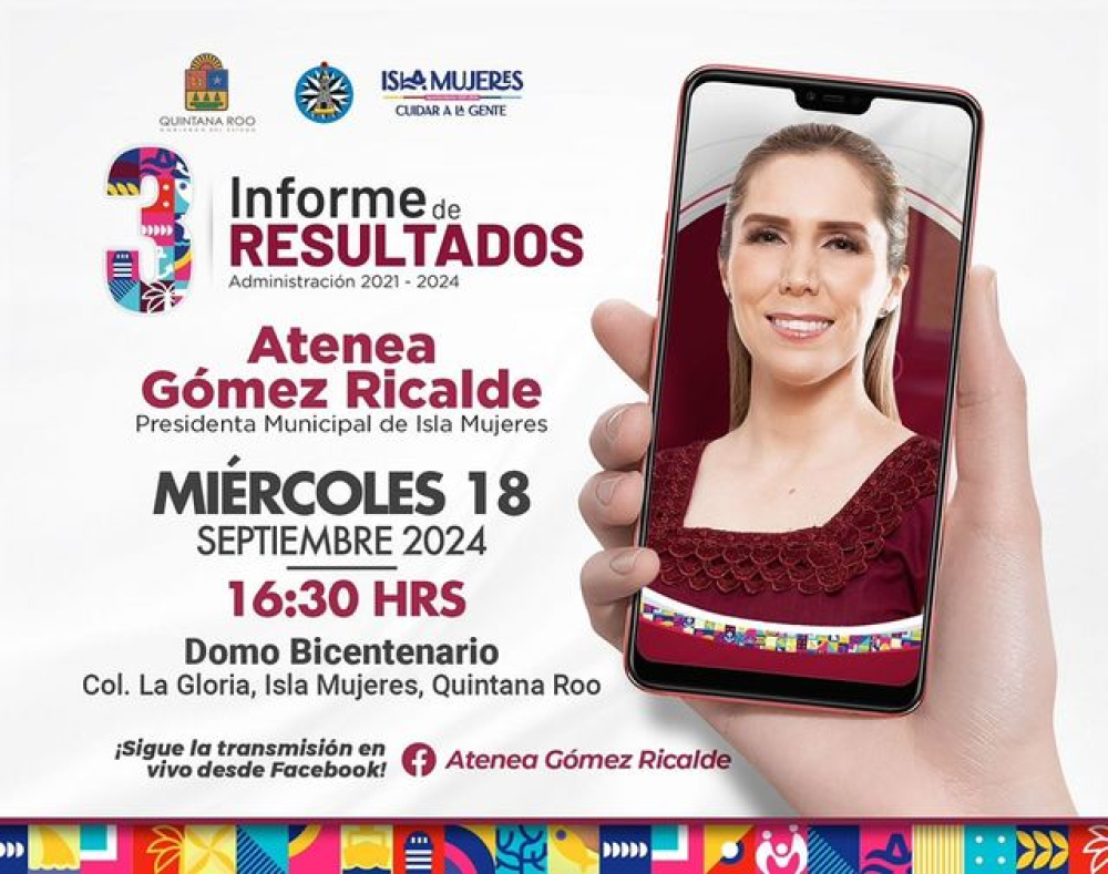 Atenea Gómez Ricalde invita al pueblo de Isla Mujeres a su Tercer Informe de Resultados