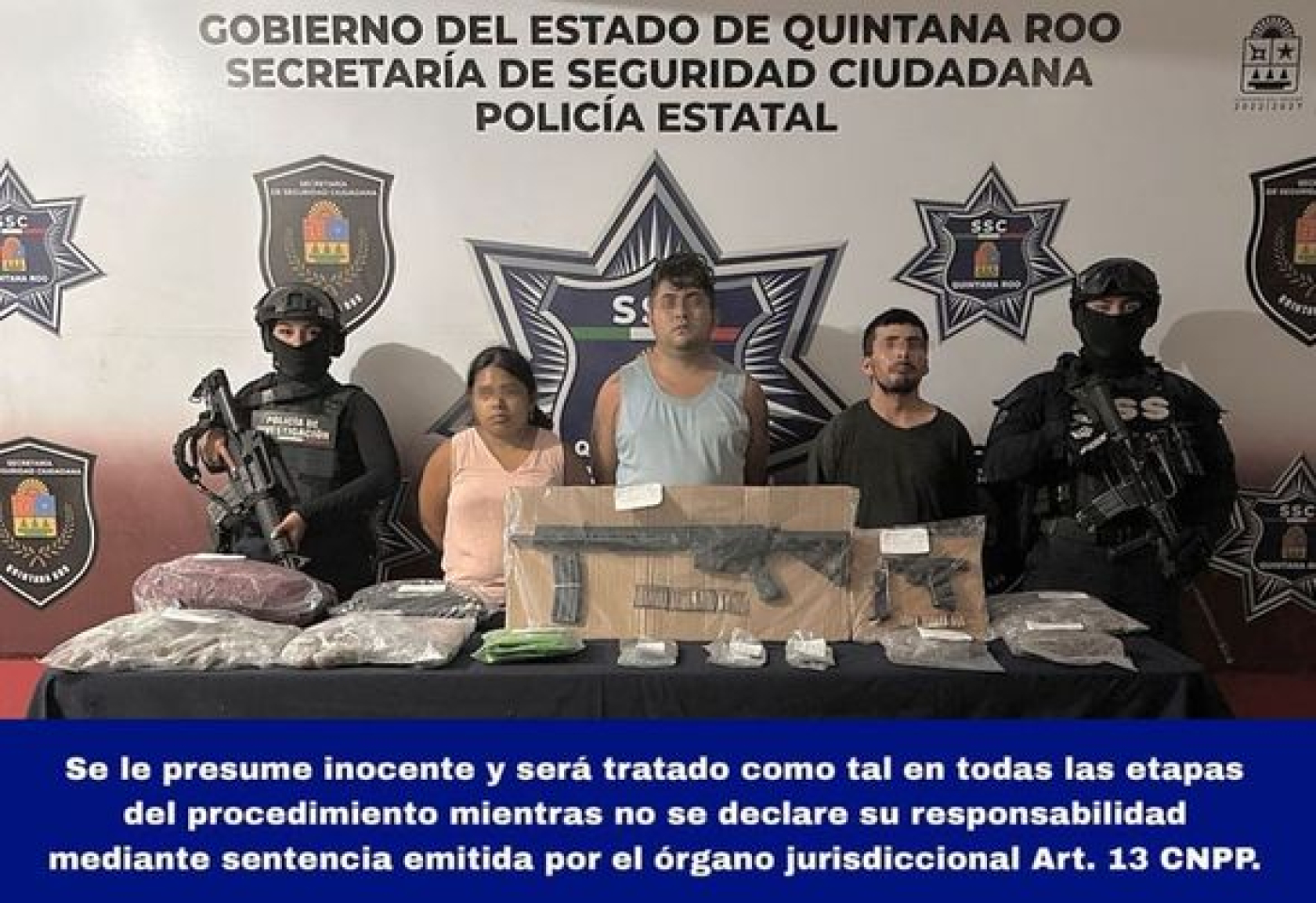 Realizan la detención de tres personas con drogas y armas de fuego en Cancún