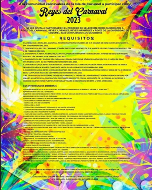Lanzan convocatoria para los reyes del carnaval Cozumel 2023