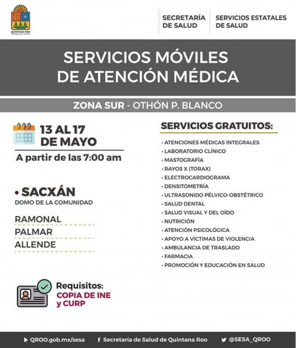 SESA lleva servicios preventivos de salud al norte, centro y sur de Quintana Roo