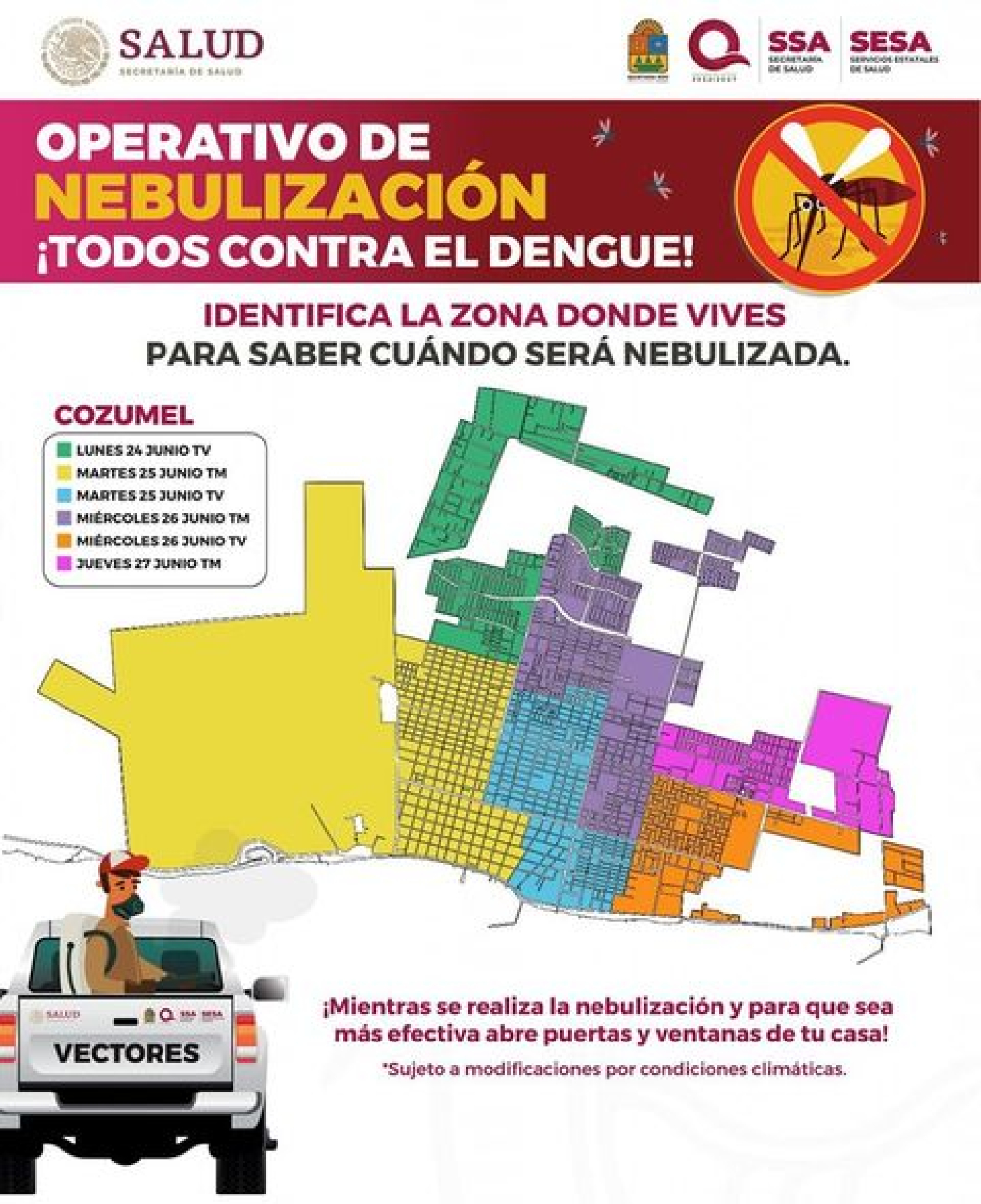 Inicia la fumigación contra moscos en las colonias de Cozumel