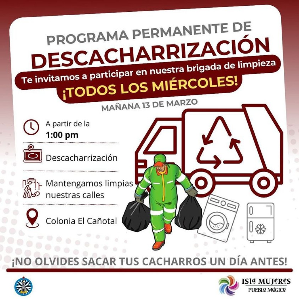 Invita gobierno de Isla Mujeres a participar en jornada de descacharrización