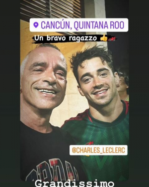 Charles Leclerc y Eros Ramazzotti se encuentran en Cancún