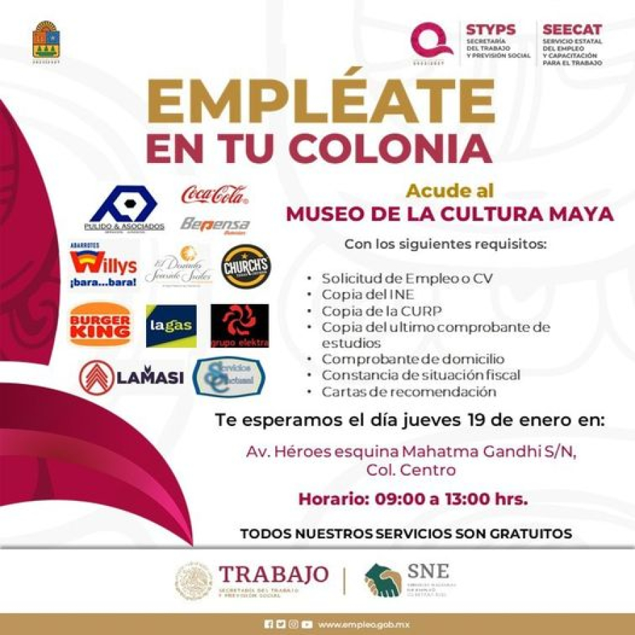 Habrá Empléate en tu Colonia este jueves en Chetumal