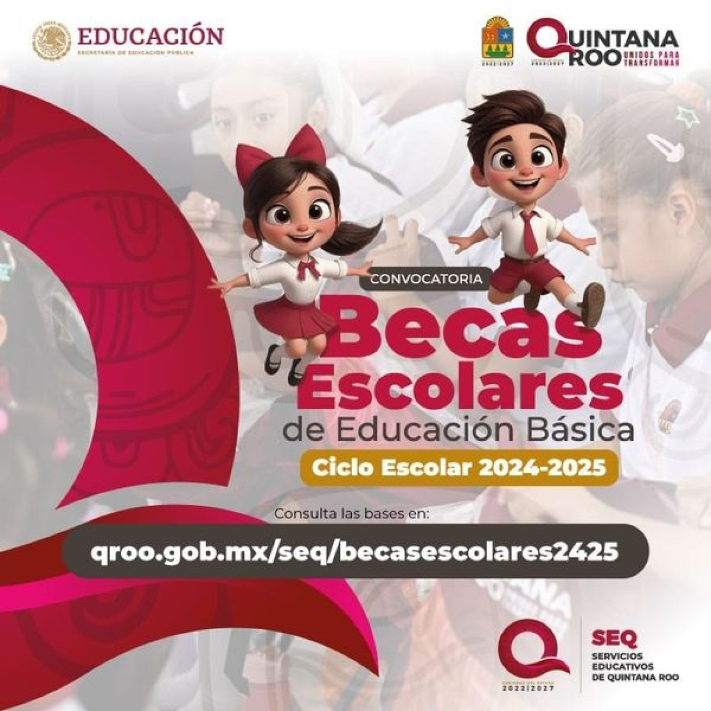 SEQ publica convocatoria sobre Becas Escolares de Educación Básica, ciclo escolar 2024-2025